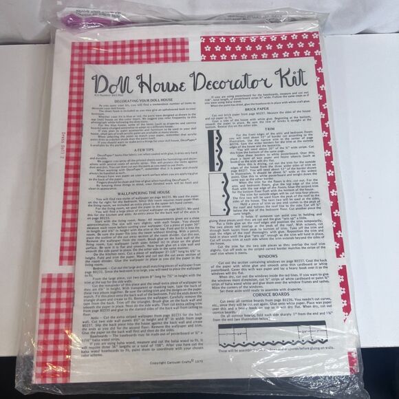 VTG Carousel Crafts Doll House Decorator Kit Wallpaper Doll Furniture Clothes - Picture 2 of 13